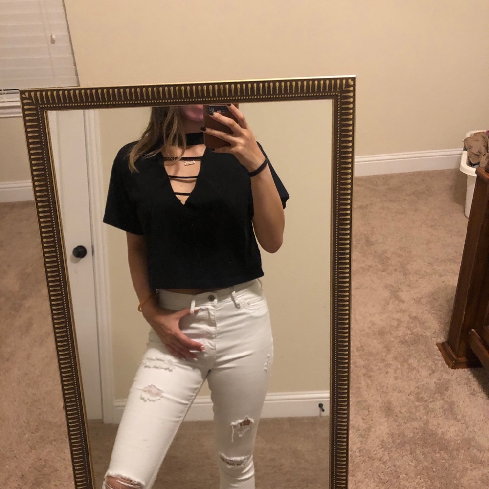 Black crop top with cutout